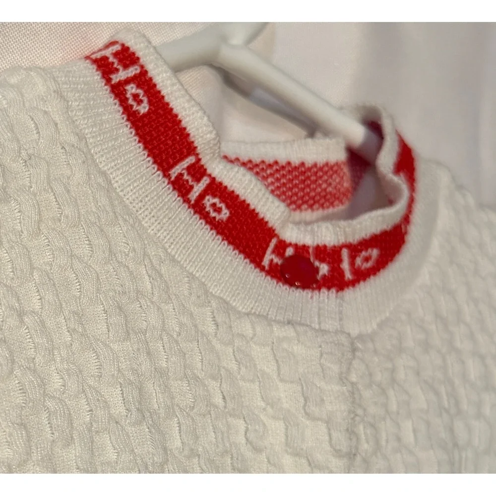 Vtg EUC Carter's Santa Bear Ho Ho Waffle Knit Snap Button Sleeper  M (12–17 lbs)